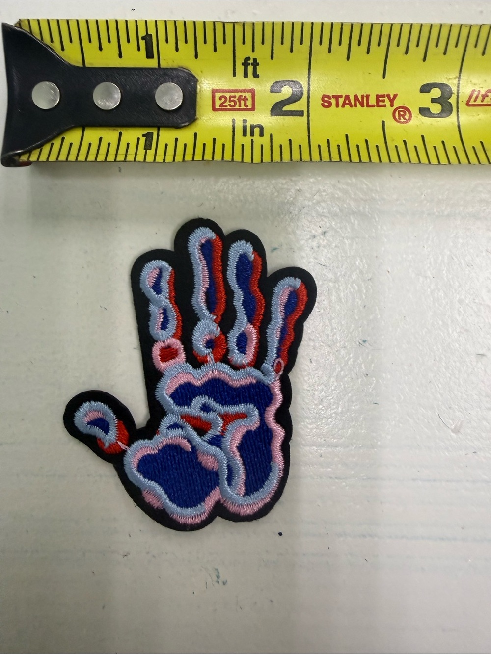Kids Embroidered Hand Patch - Blue, Pink & Red